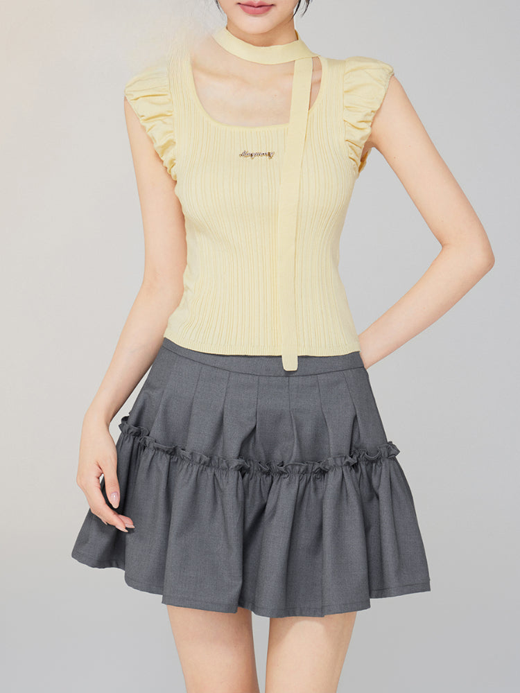 High - waist A - line Slimming Puff Skirt