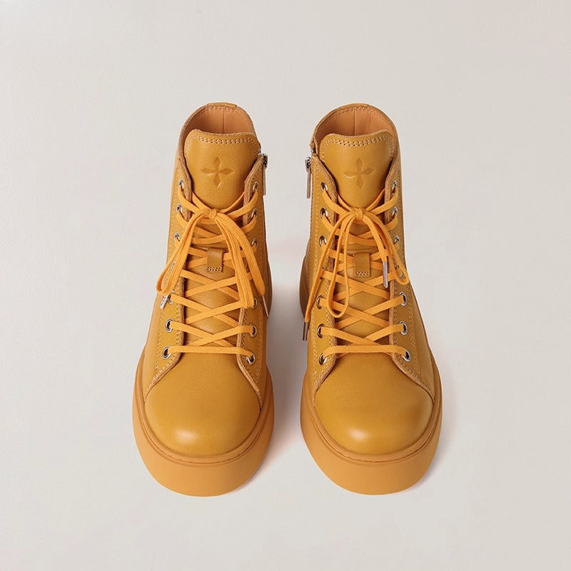 Compass Heritage Retro Leather High-Top Sneakers - CHINASQUAD