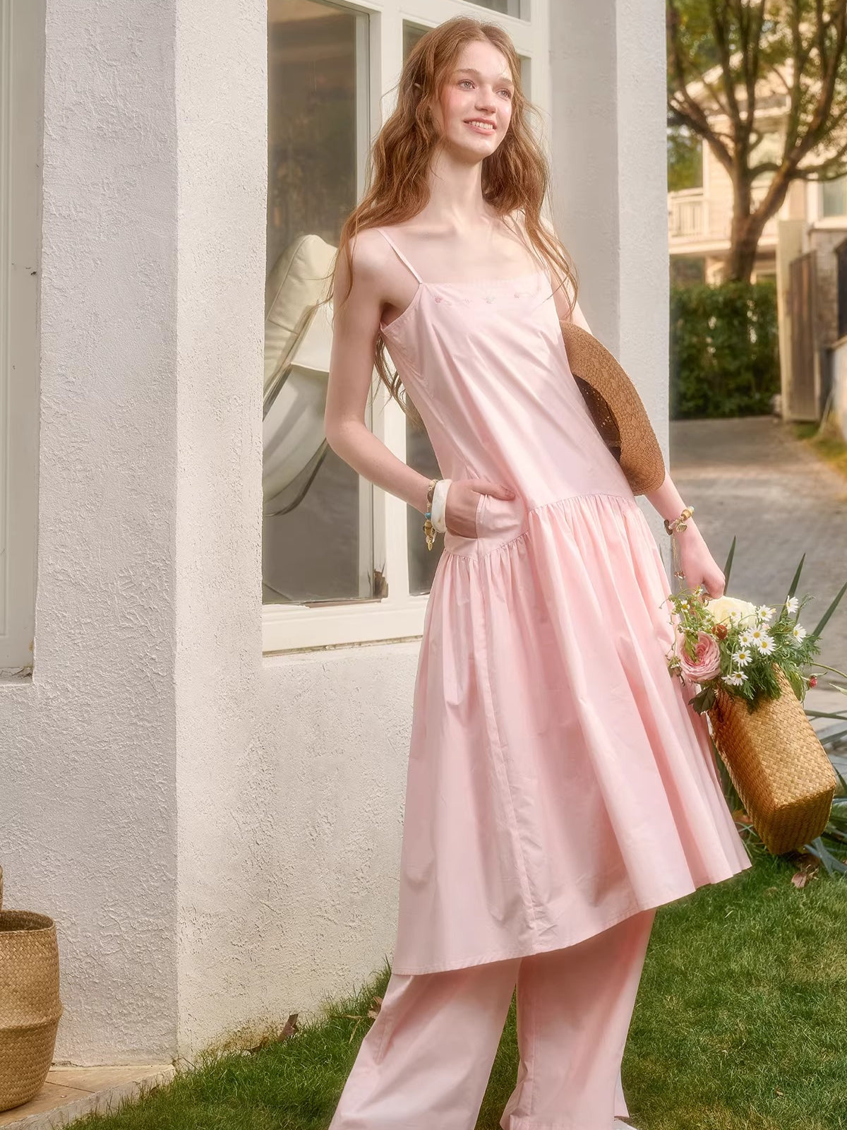 Embroidered Shirt Dress & Slip Dress Set