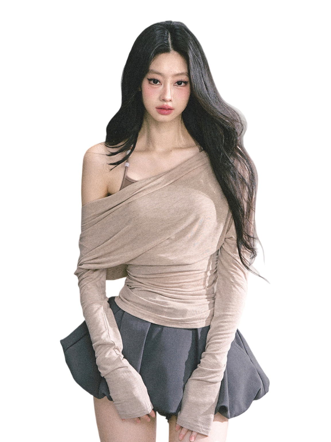 Asymmetric Off-Shoulder Long-Sleeve T-Shirt