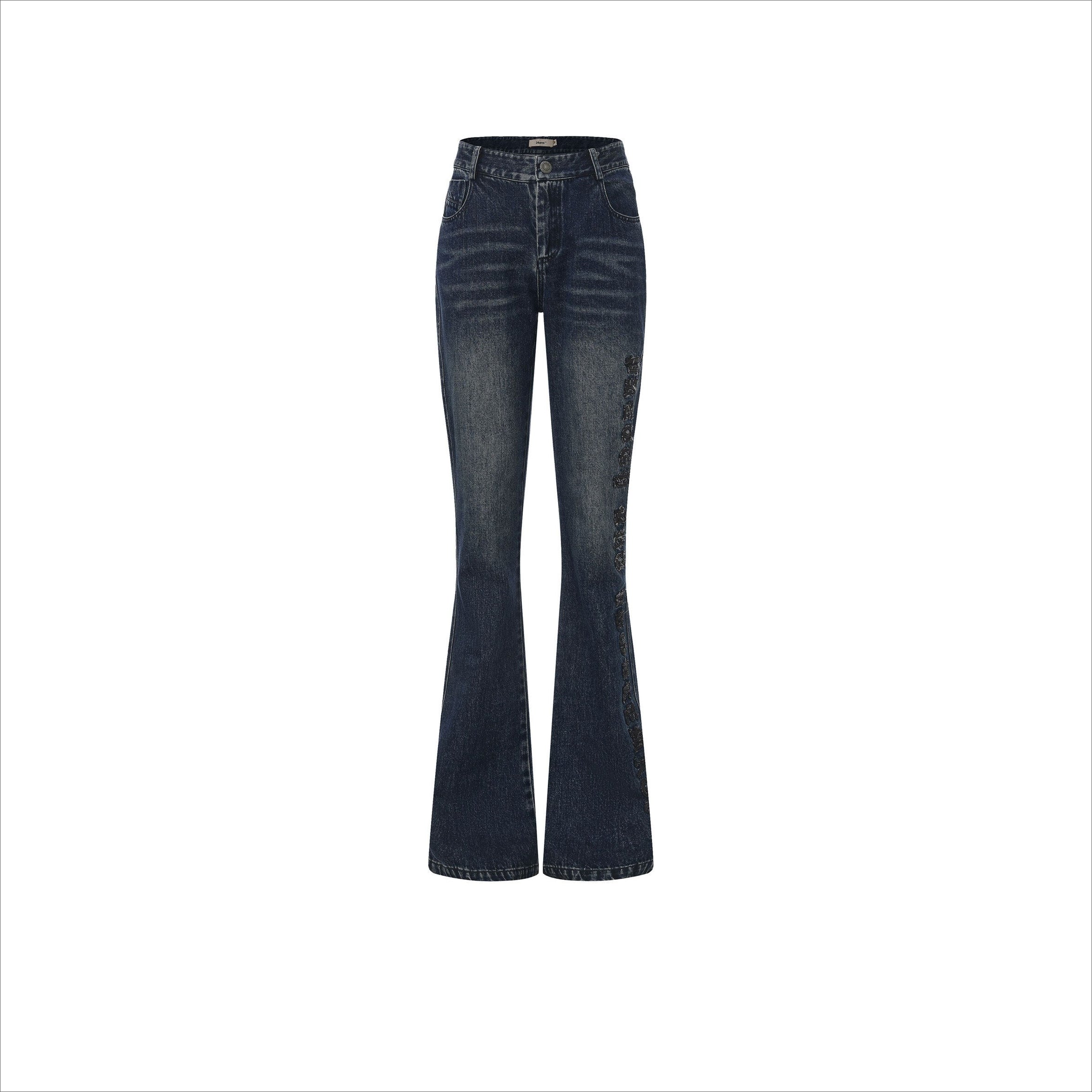 Enzyme-Washed Straight Denim Pants