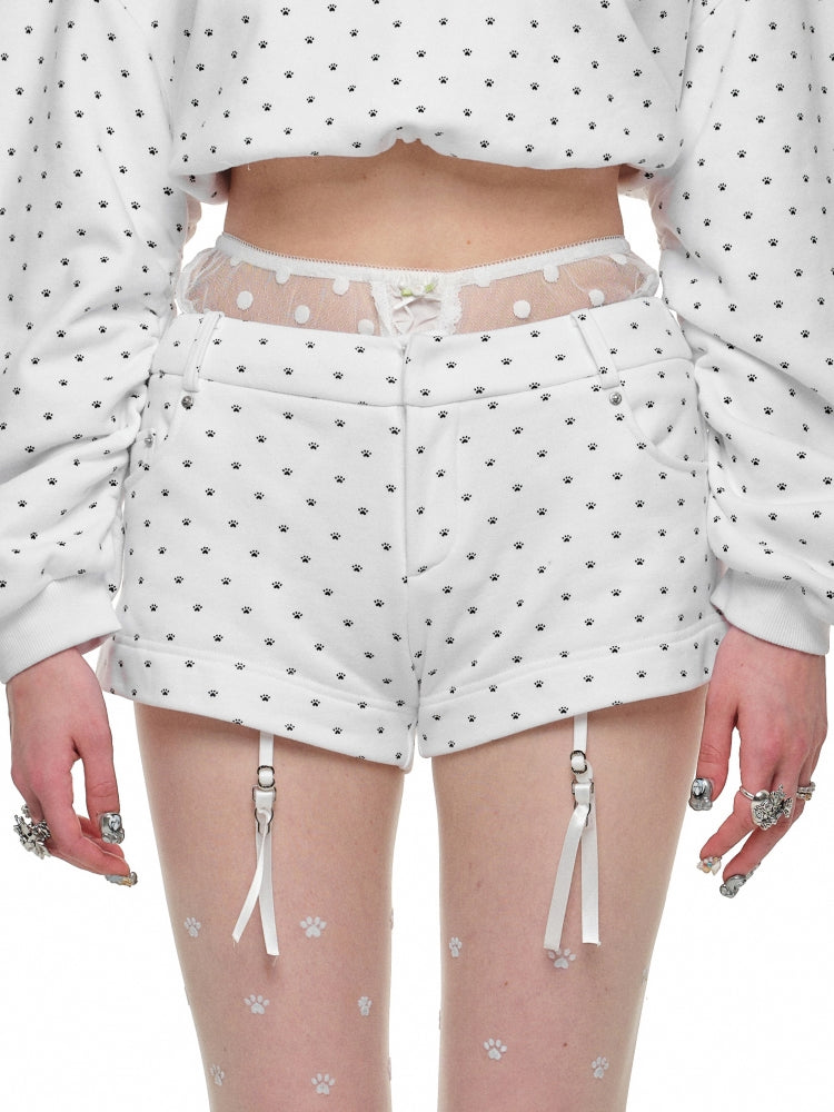 Cat Paw Polka Dot Hooded Cardigan Set - CHINASQUAD