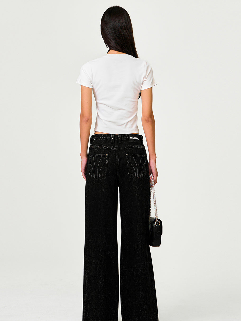 Black Garden Classic Wide-Leg Jeans - CHINASQUAD