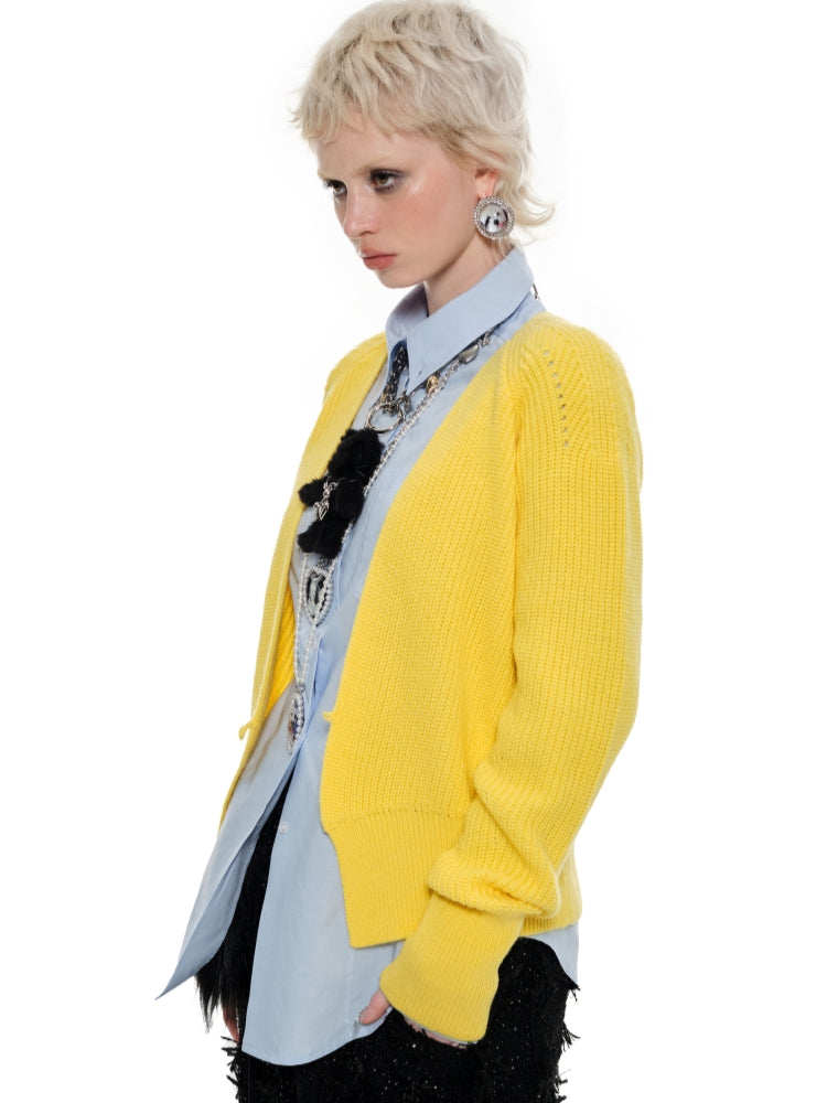 V-neck Knit Cardigan - CHINASQUAD