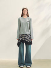 Plaid Lace Patchwork Knit Dress - CHINASQUAD