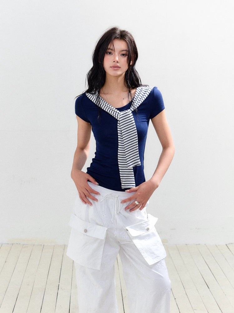 Sailor Collar Waist Tee - CHINASQUAD