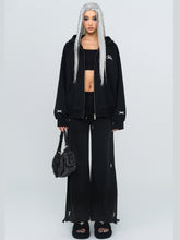 Black & Gray Floral Straigh-Leg Pants - CHINASQUAD