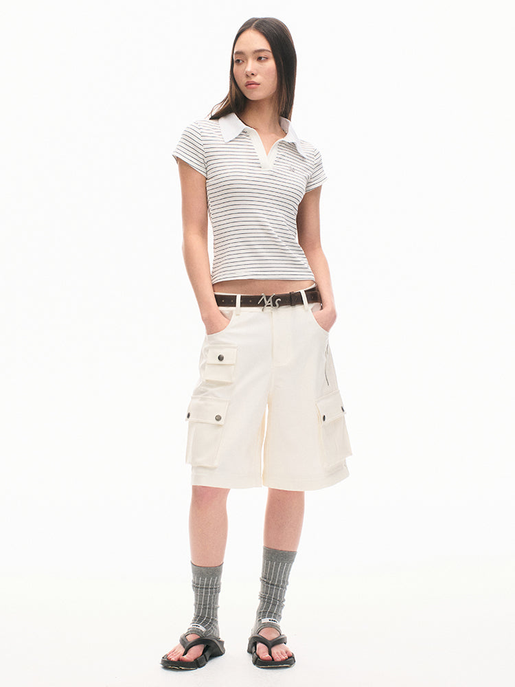 Loose-Fit Multi-Pocket White Casual Pants - CHINASQUAD