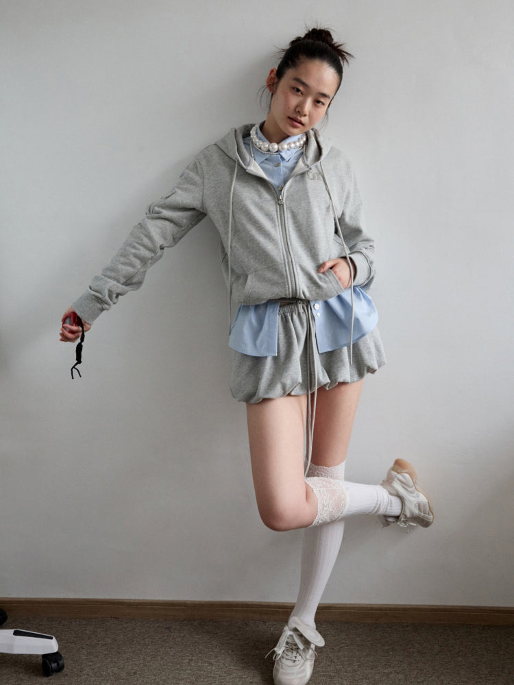 Solid Color Sweatshirt Fabric Drawstring 3D Tulip Skirt - CHINASQUAD