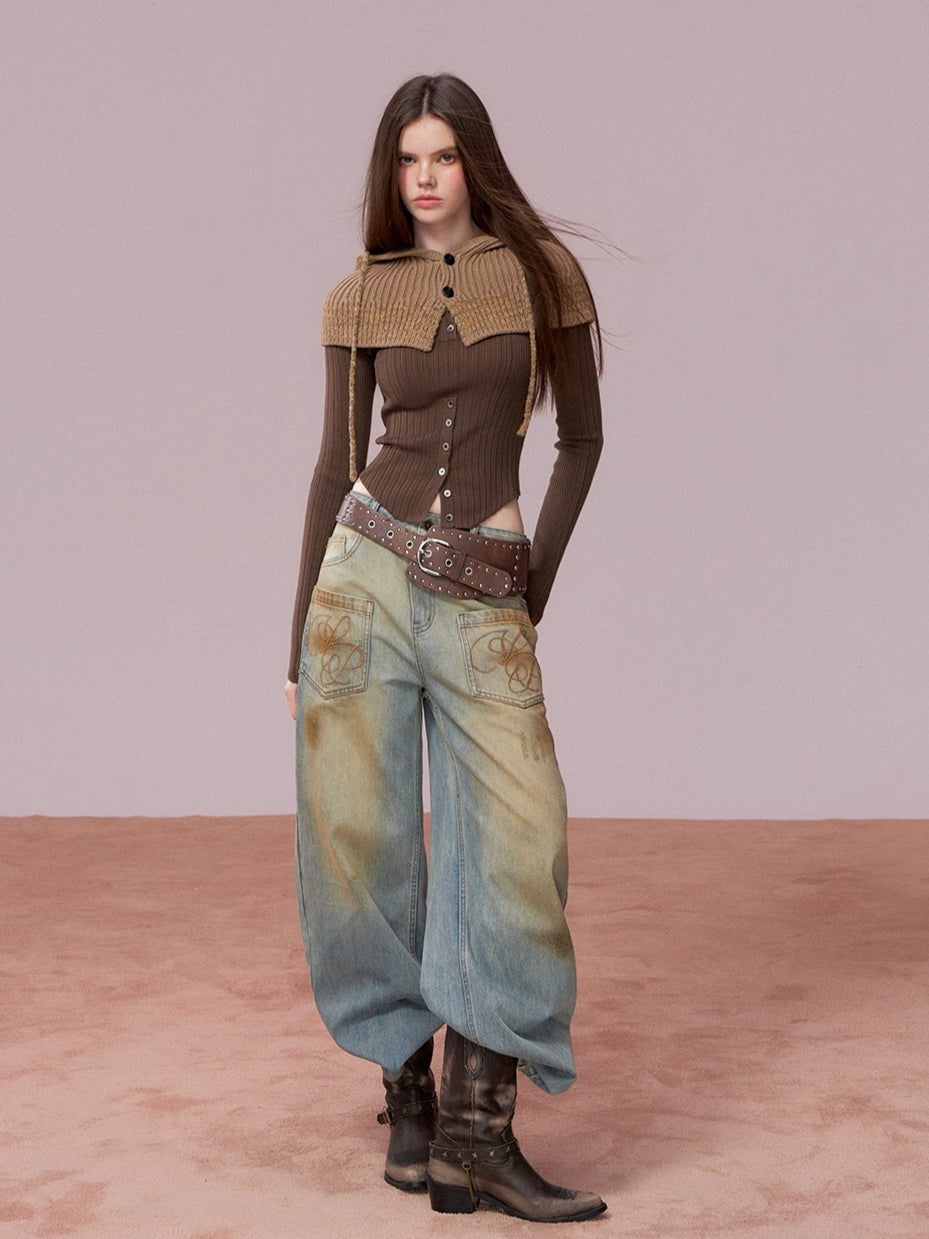 Vintage Wash Loose Denims Pants