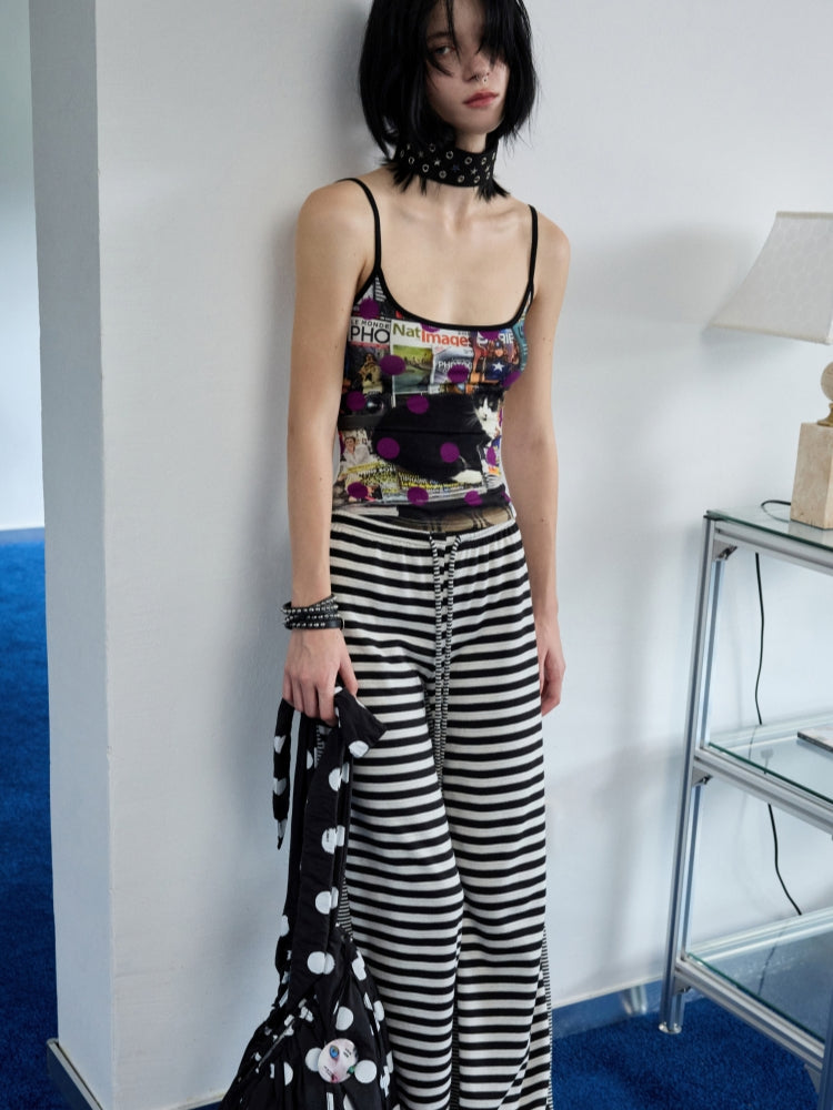 Polka Dot Cat Dog Color-Blocking Camisole - CHINASQUAD