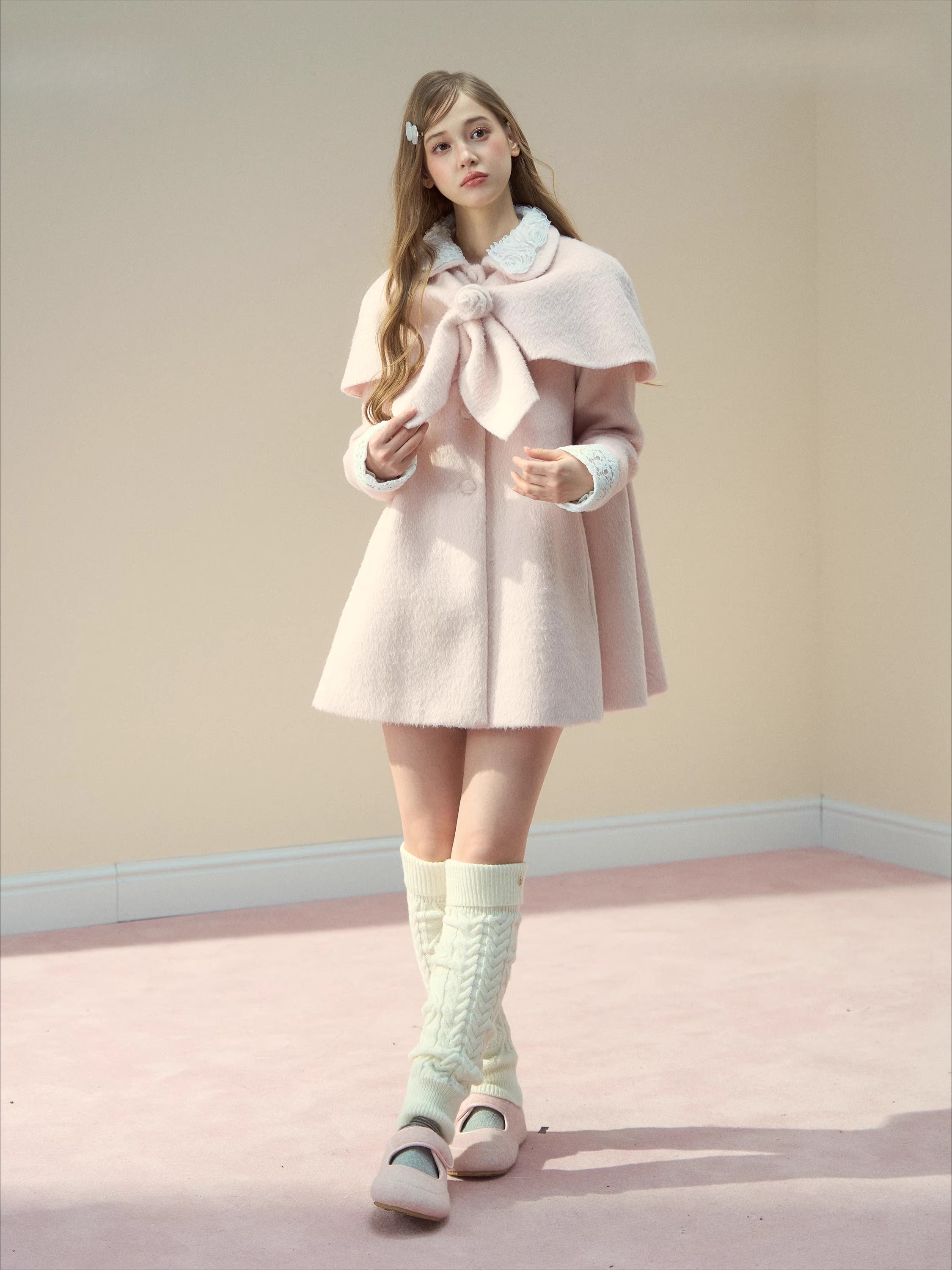 Rose Cape Wool-Blend Coat
