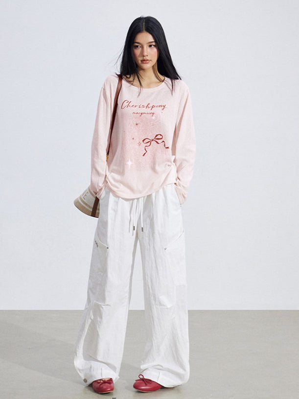 Ruched Utility Wide-Leg Cargo Pants