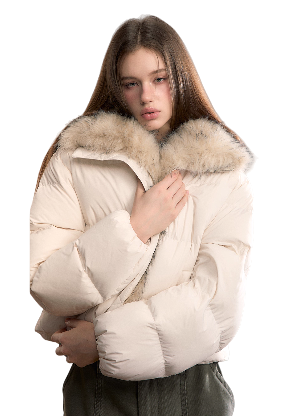 Detachable Faux Fur Collar Down Jacket