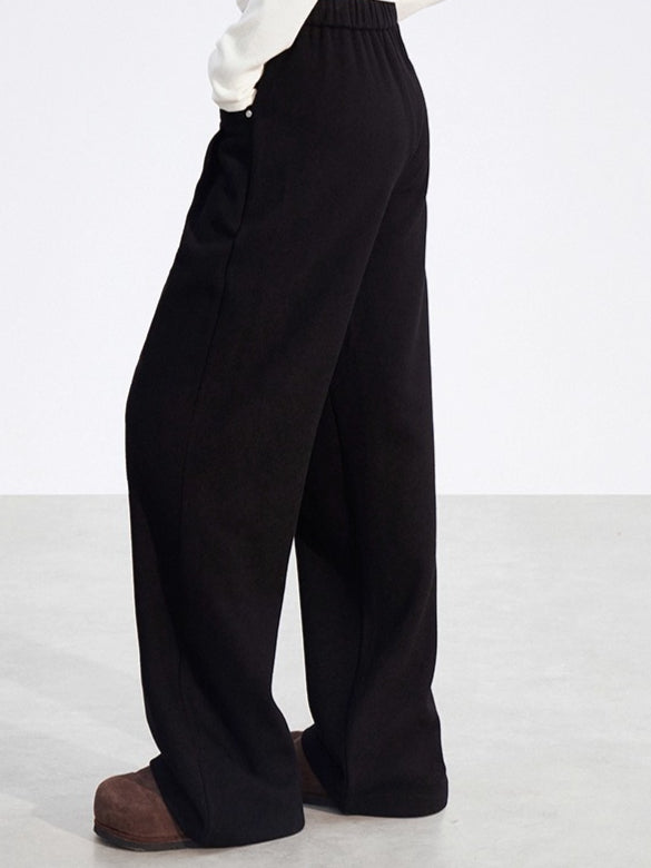 Chenille Fleece-Lined Wide-Leg Pants