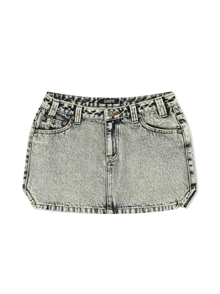 Classic Cross Angled Denim Skirt - CHINASQUAD