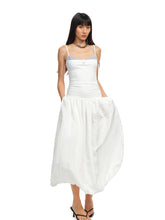 Color - Block Splicing Strappy Puff Dress - CHINASQUAD