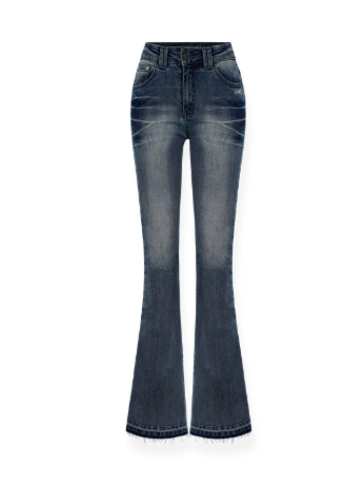 Washed Stretch Slim Flare Jeans - CHINASQUAD