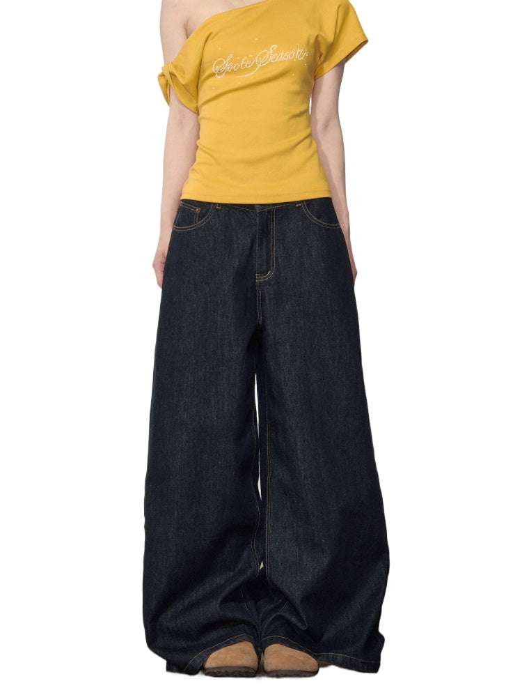 Original-Color Loose Wide-Leg Jeans - CHINASQUAD