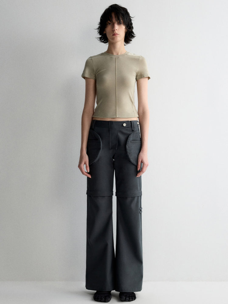 Two-in-One Removable Flared Casual Pants - CHINASQUAD