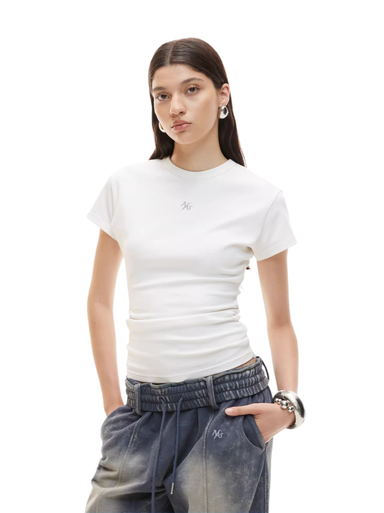 Embroidered Hourglass Fit Cinched Waist Tee