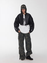 Letter Print Structured Cropped Moto Jacket - CHINASQUAD