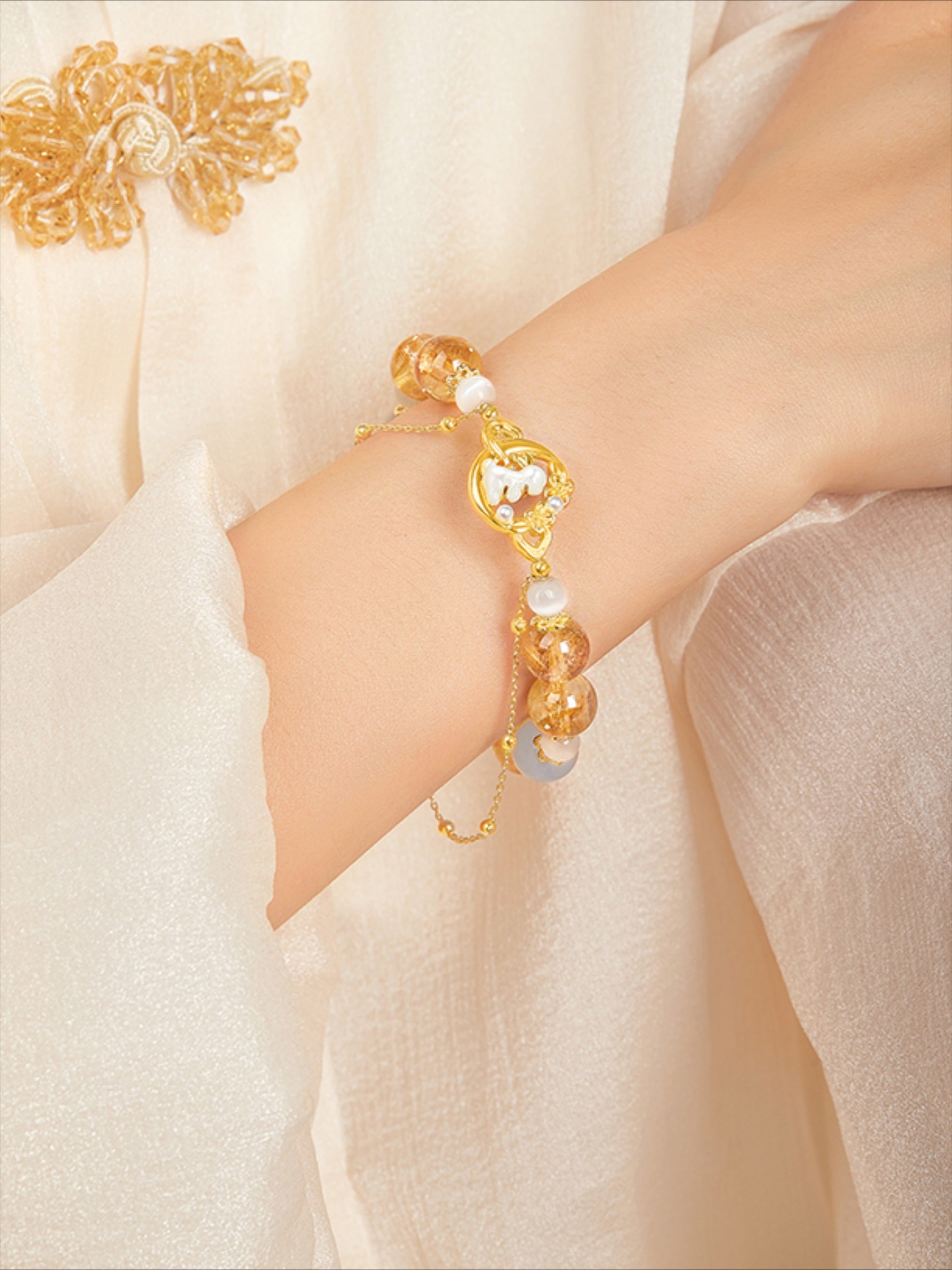 Moon Laurel Rabbit Jade Bracelet & Bangle Set - CHINASQUAD