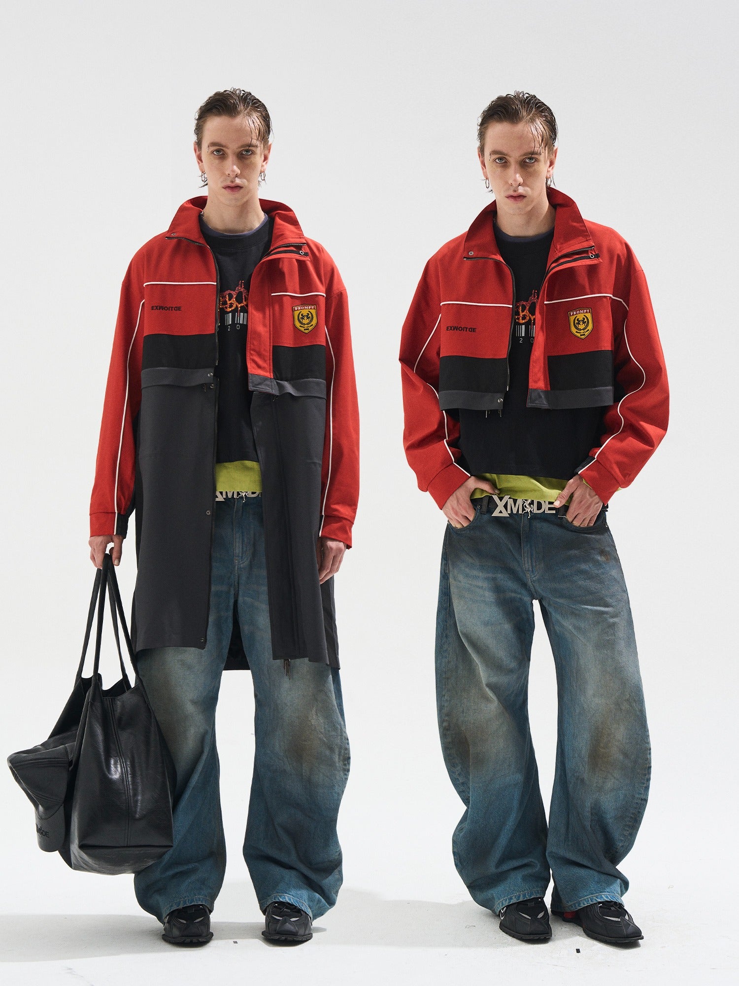 Two-Piece Detachable Long Contrast Jacket - CHINASQUAD