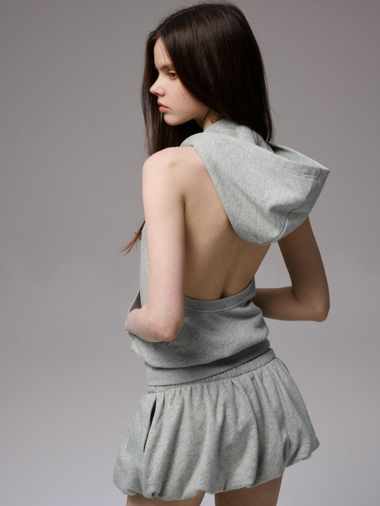 Solid Color Sweatshirt Fabric Drawstring 3D Tulip Skirt - CHINASQUAD