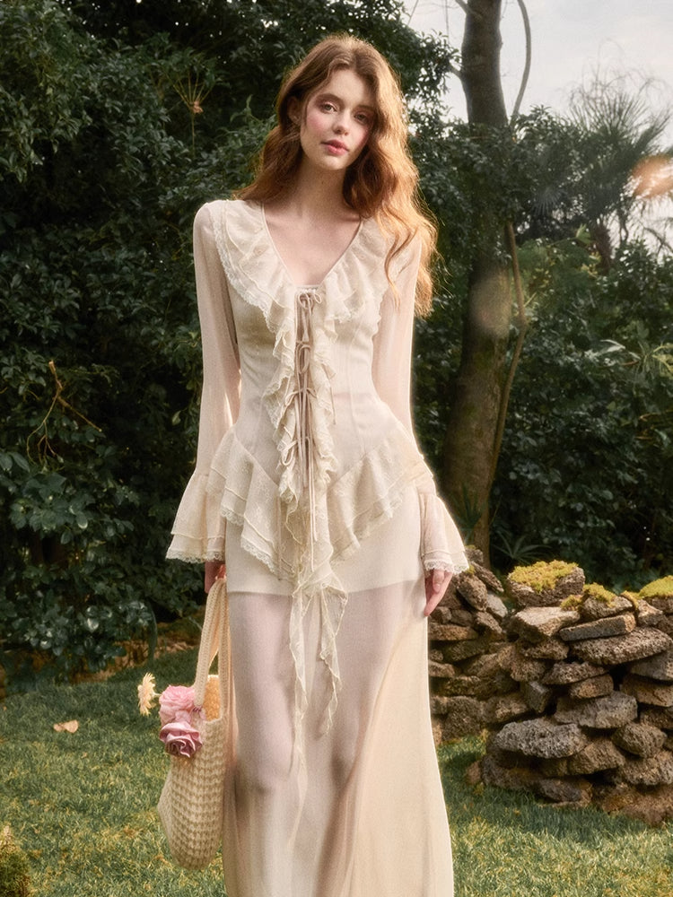 Asymmetrical Lace Dress & Cami Set - CHINASQUAD