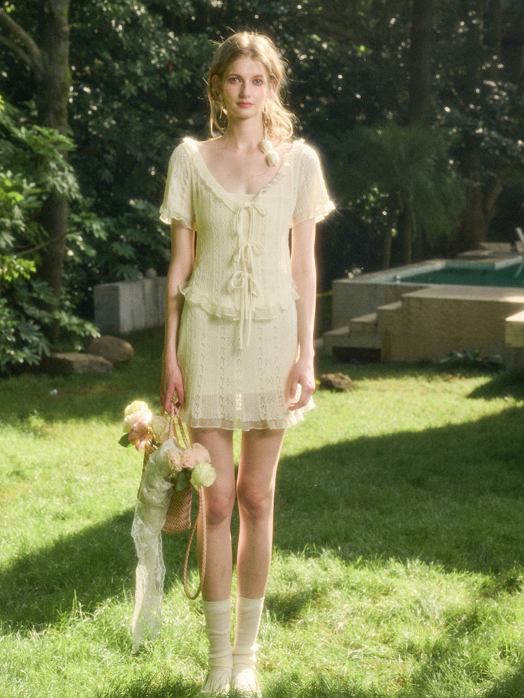 Cool Fabric Knitted Blouse & Skirt Set - CHINASQUAD