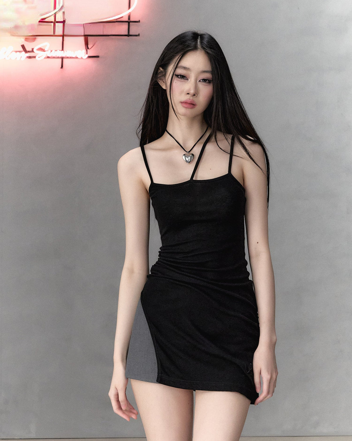 VIA PITTI Gray & Black Wool Blend Camisole Dress – view 2