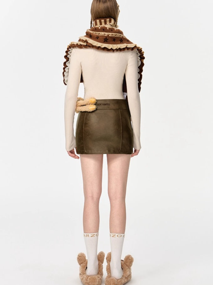 Layered Knit Cake Scarf