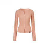 Button-Down Waist-Cinched Lyocell Knit Cardigan - CHINASQUAD