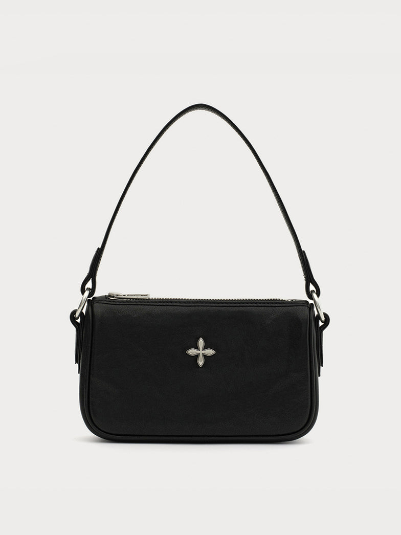 Badge Cross Leather Handbag - CHINASQUAD