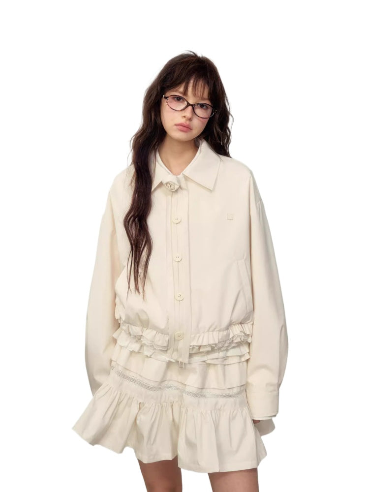 Lace-Trimmed Jacket & Skirt Set - CHINASQUAD