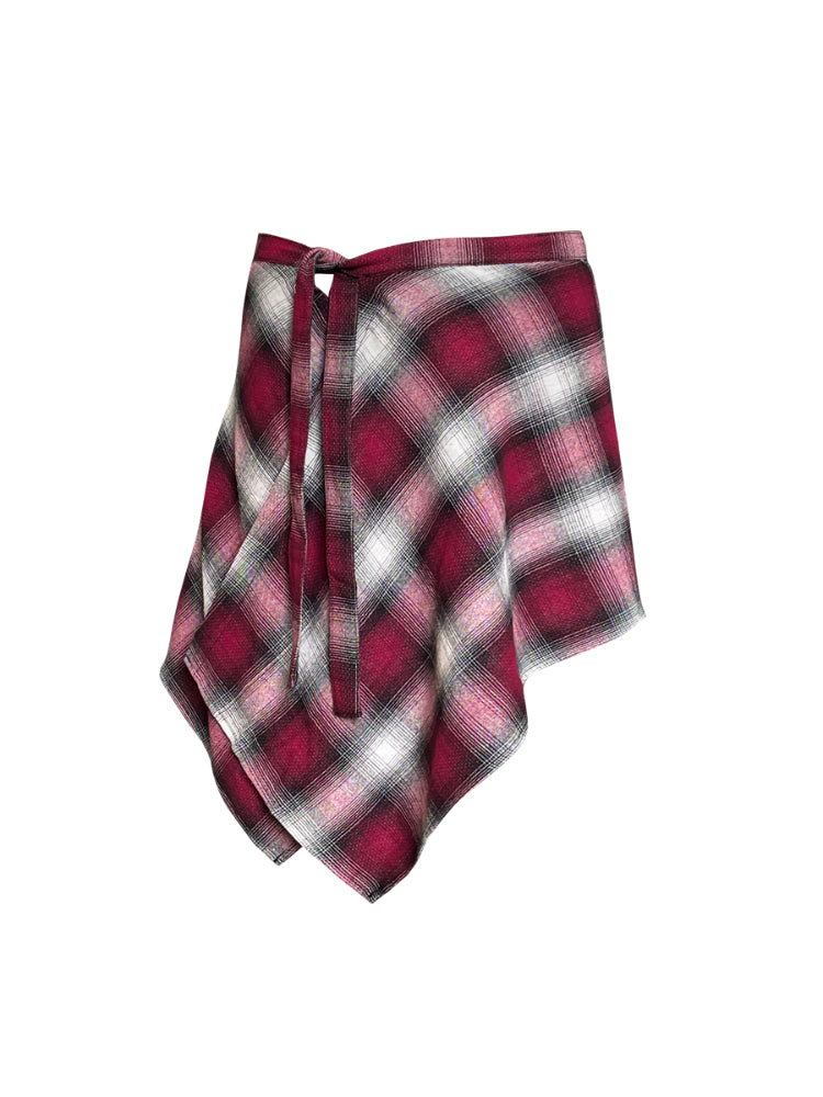 Vintage Color Block Plaid Skirt