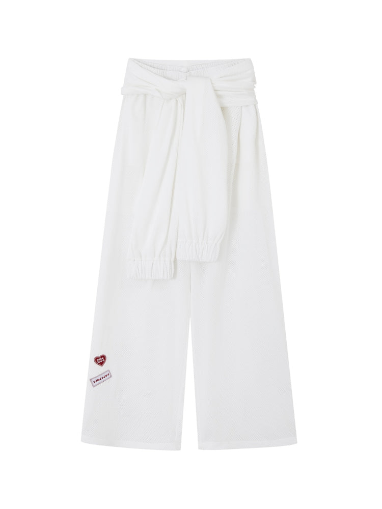 Tie-Waist Flowy Linen Wide-Leg Pants - CHINASQUAD