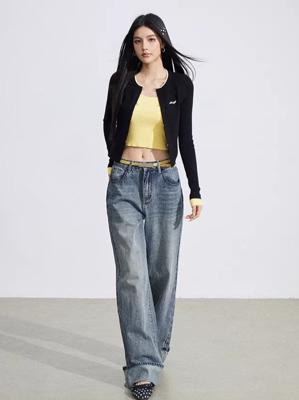 Contrast Layered Knit Slim Base Layer