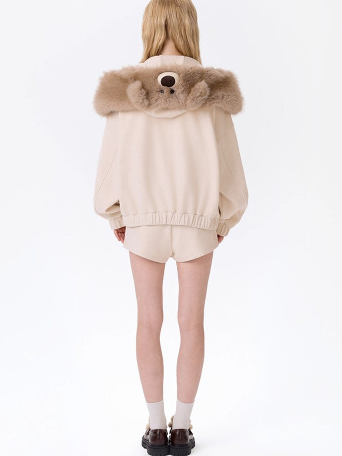 Plush Doll Fleece-Lined Straight Shorts