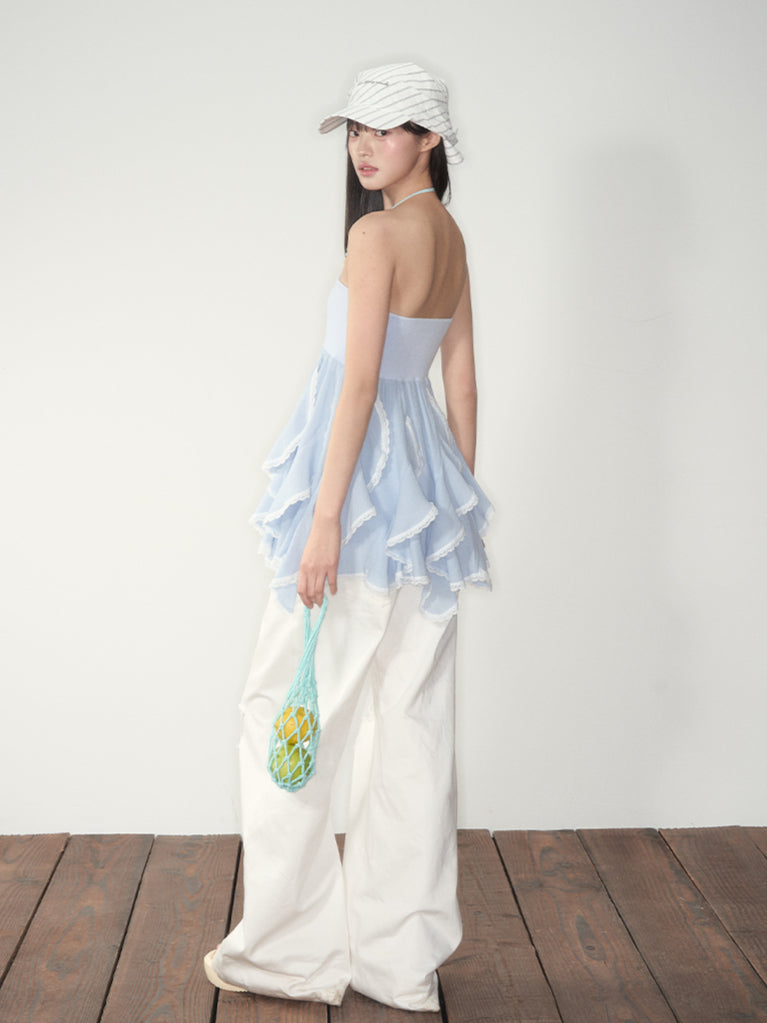 Blue Ruffled Convertible Skirt - CHINASQUAD