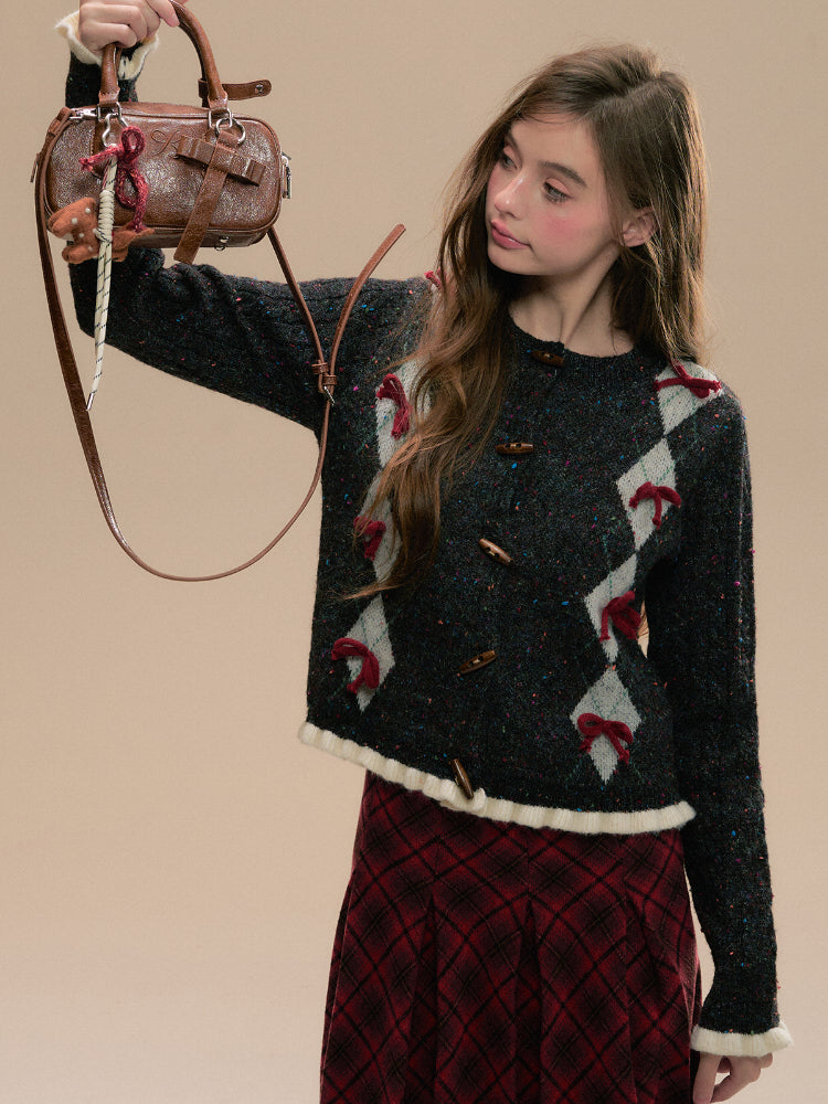 Vintage Diamond Pattern Gray Sweater - CHINASQUAD