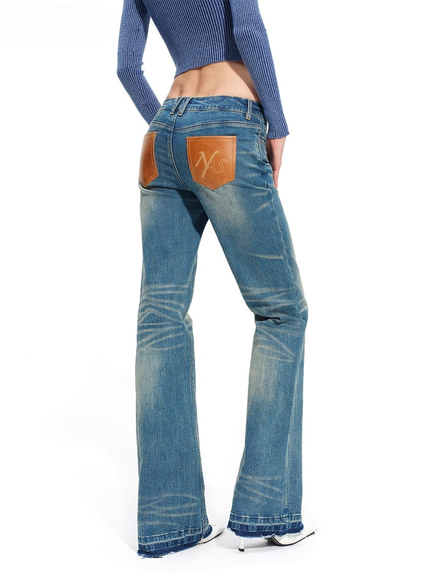 "Savanna Series" Plains Washed Denim Straight-Leg Jeans - CHINASQUAD