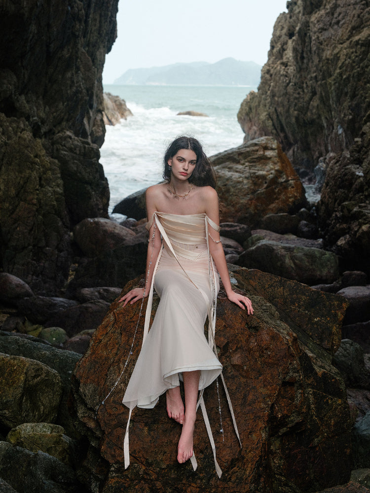 Pearl Strap Mermaid Dress - CHINASQUAD