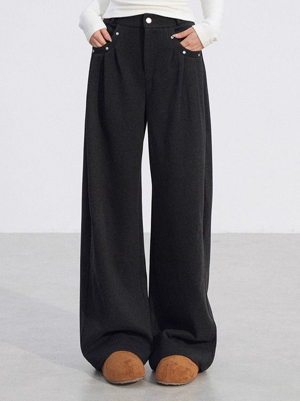 Wool-Blend Wide-Leg Trousers