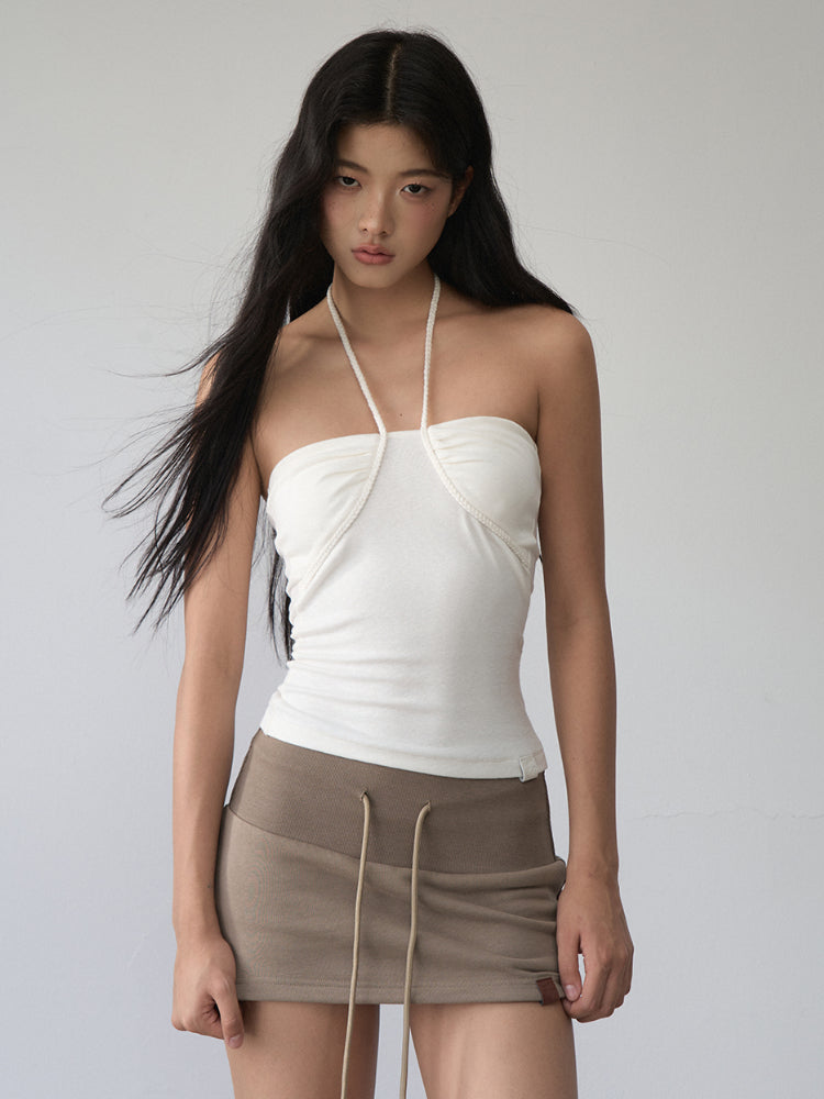 Patchwork Drawstring Bodycon Skirt - CHINASQUAD