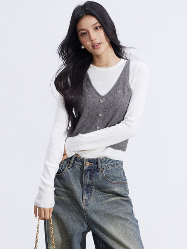 Knit Camisole and Inner Top Two-Piece Set