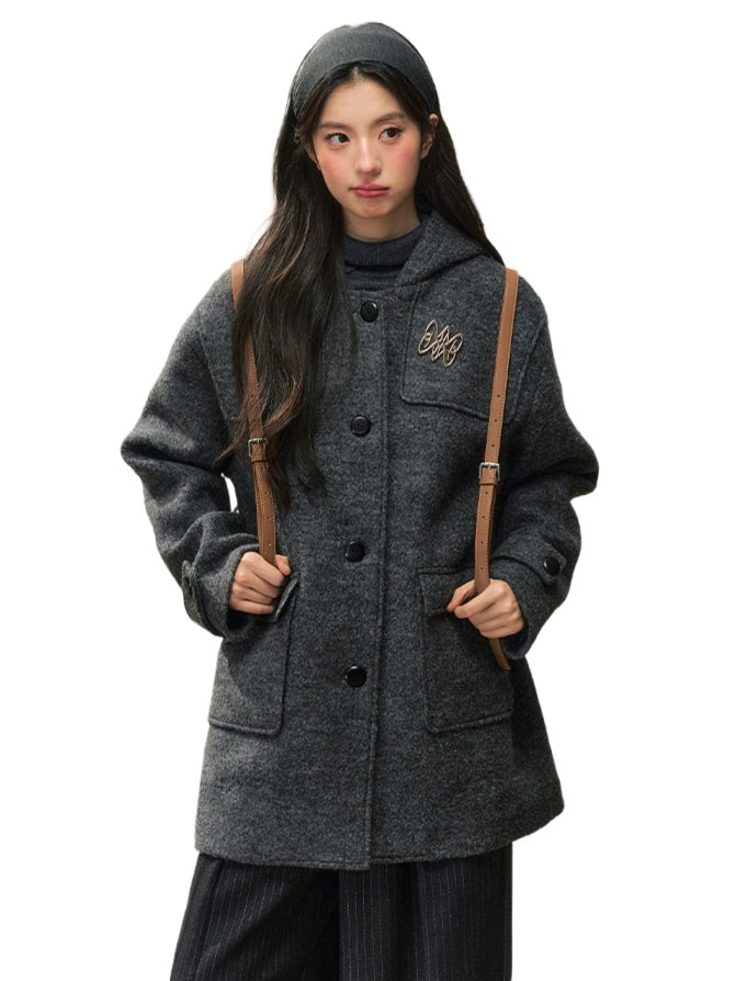 Academy Woolen Hooded Toggle Coat - CHINASQUAD