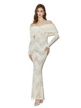 Cynthia Off-Shoulder Fur Collar Long Sleeve Lace Dress - CHINASQUAD