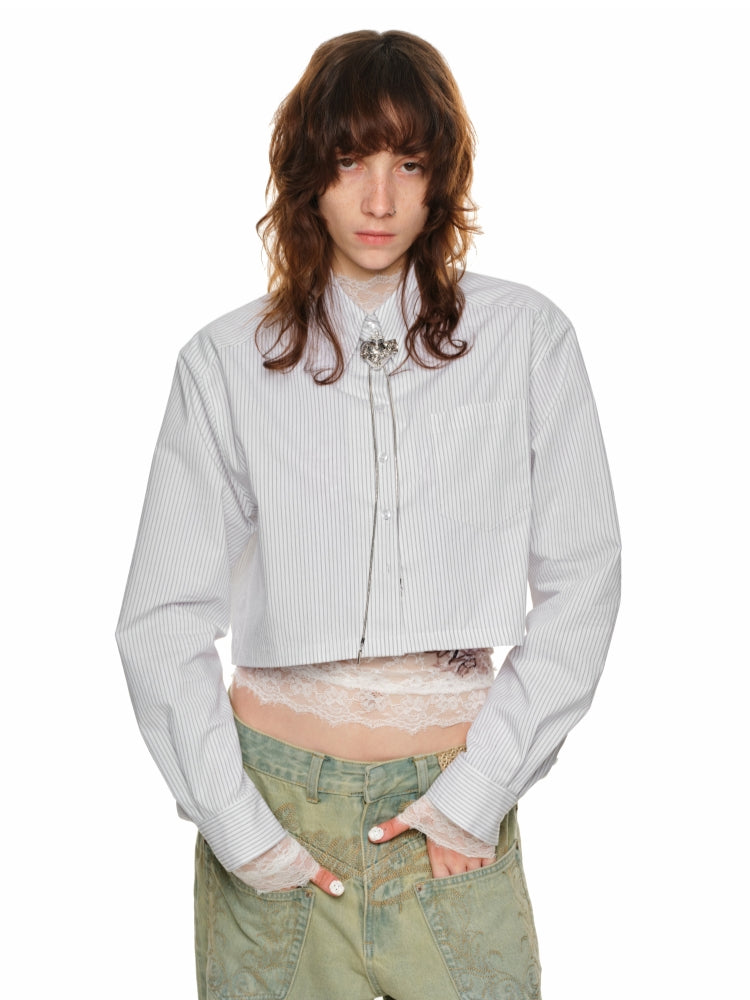 White Loose Crop Shirt - CHINASQUAD